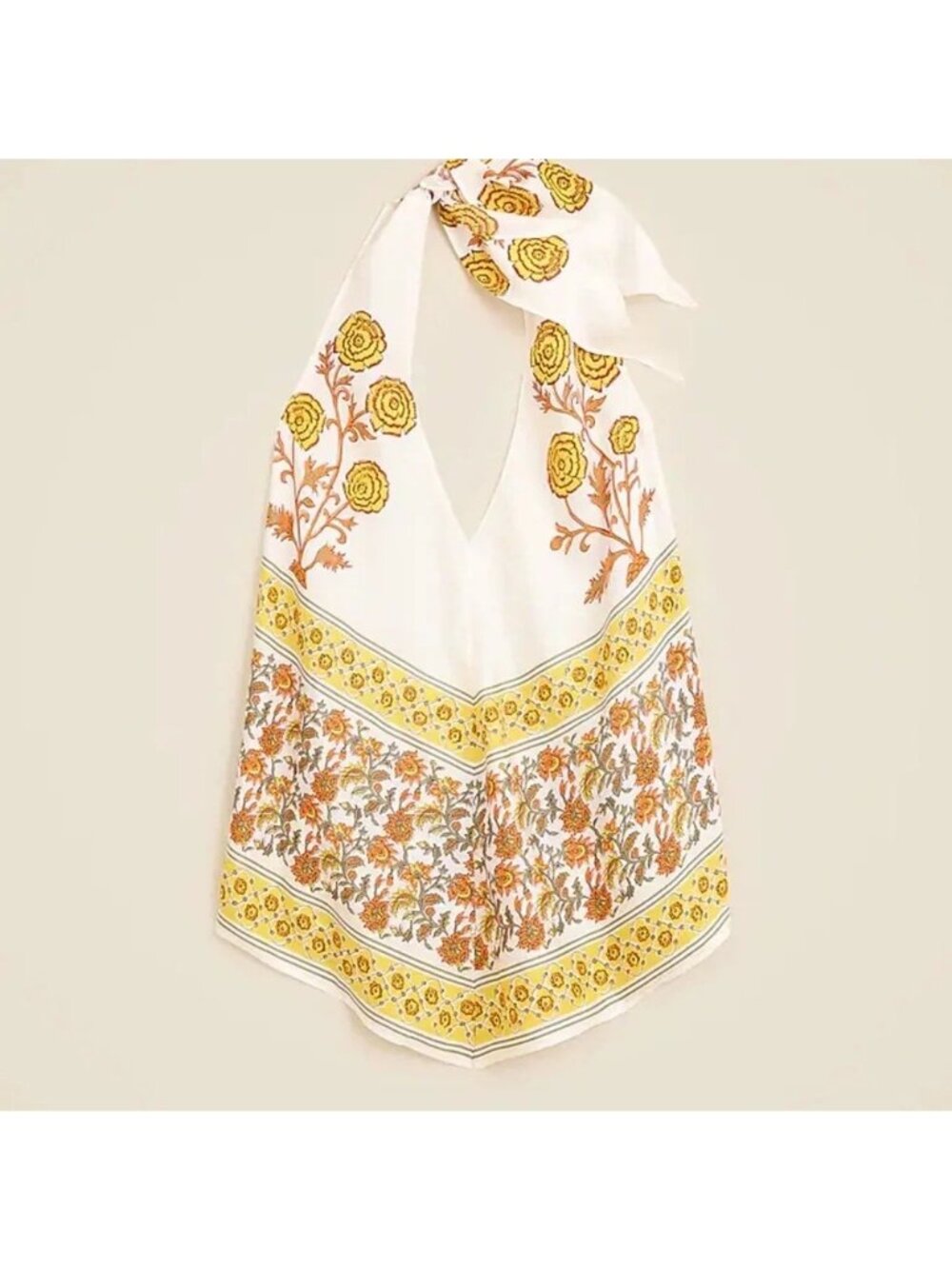 J.Crew Open-Back Halter Top XS Sunset Rose Block Print Floral Lightweight Summer